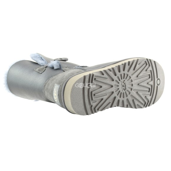 Женские короткие угги с пуговицей Bailey Button Metallic Grey-2