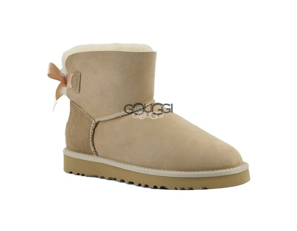 Женские мини угги с бантиками Mini Bailey Bow Sand II