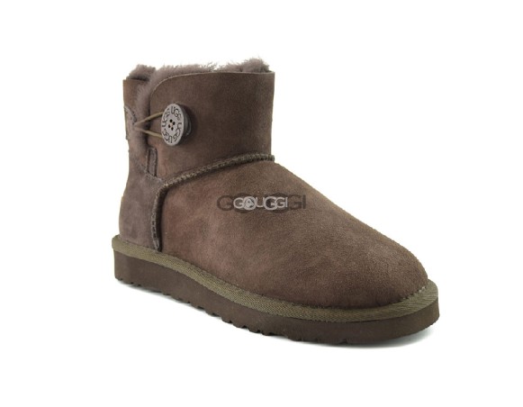 Женские мини угги с пуговицей Mini Bailey Button Chocolate
