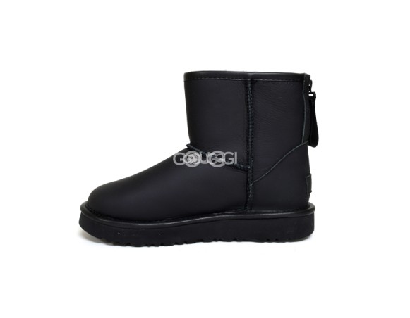 Женские мини угги на молнии Classic Mini Metallic LOGO ZIP SHINE Black