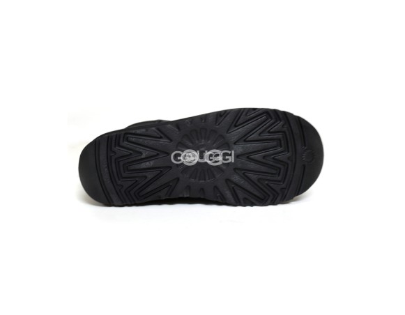 Женские мини угги на молнии Classic Mini Metallic LOGO ZIP SHINE Black