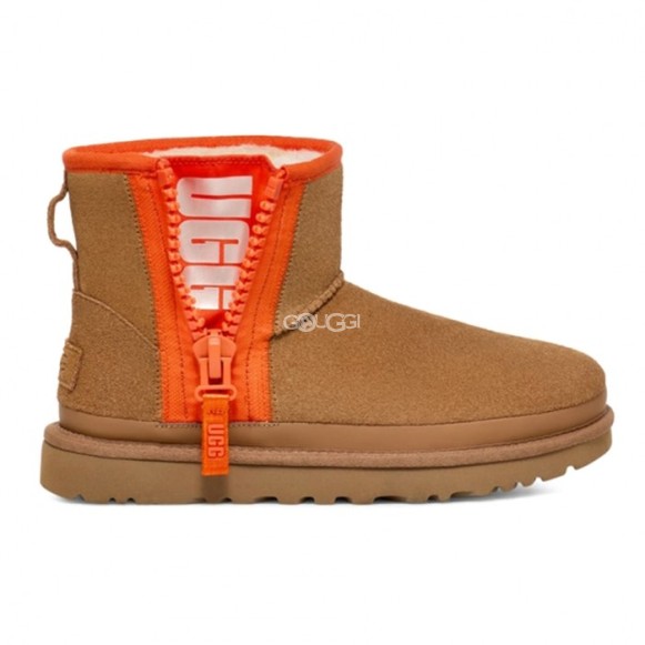 Женские угги Mini Zipper Tape Logo - Chestnut