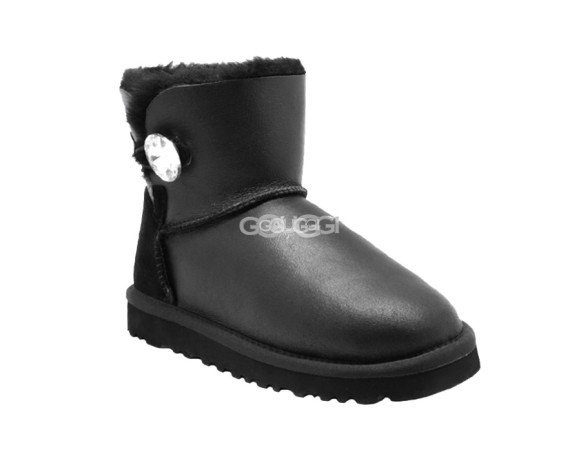 Женские мини угги с пуговицей Mini Bailey Button Bling Metallic Black