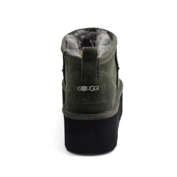 Женские ультра мини угги на платформе Ugg Classic Ultra Mini Platform Olive