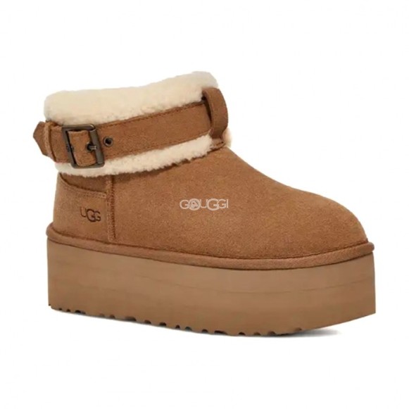 Женские ультра мини угги Ultra Mini Belted Roller - Chestnut