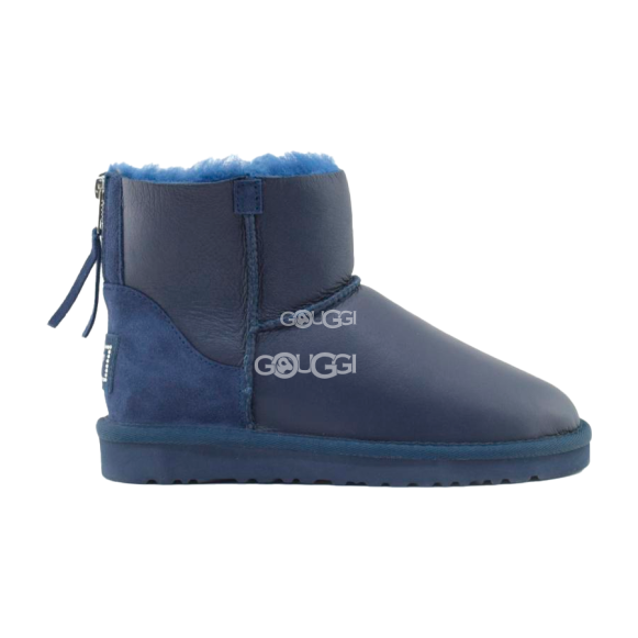 Женские мини угги на молнии UGG MINI ZIP Metalic Navy